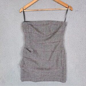 HOUSE OF HARLOW 1960 WOMENS MINI DRESS SIZE XS GREY CHECK TWEED